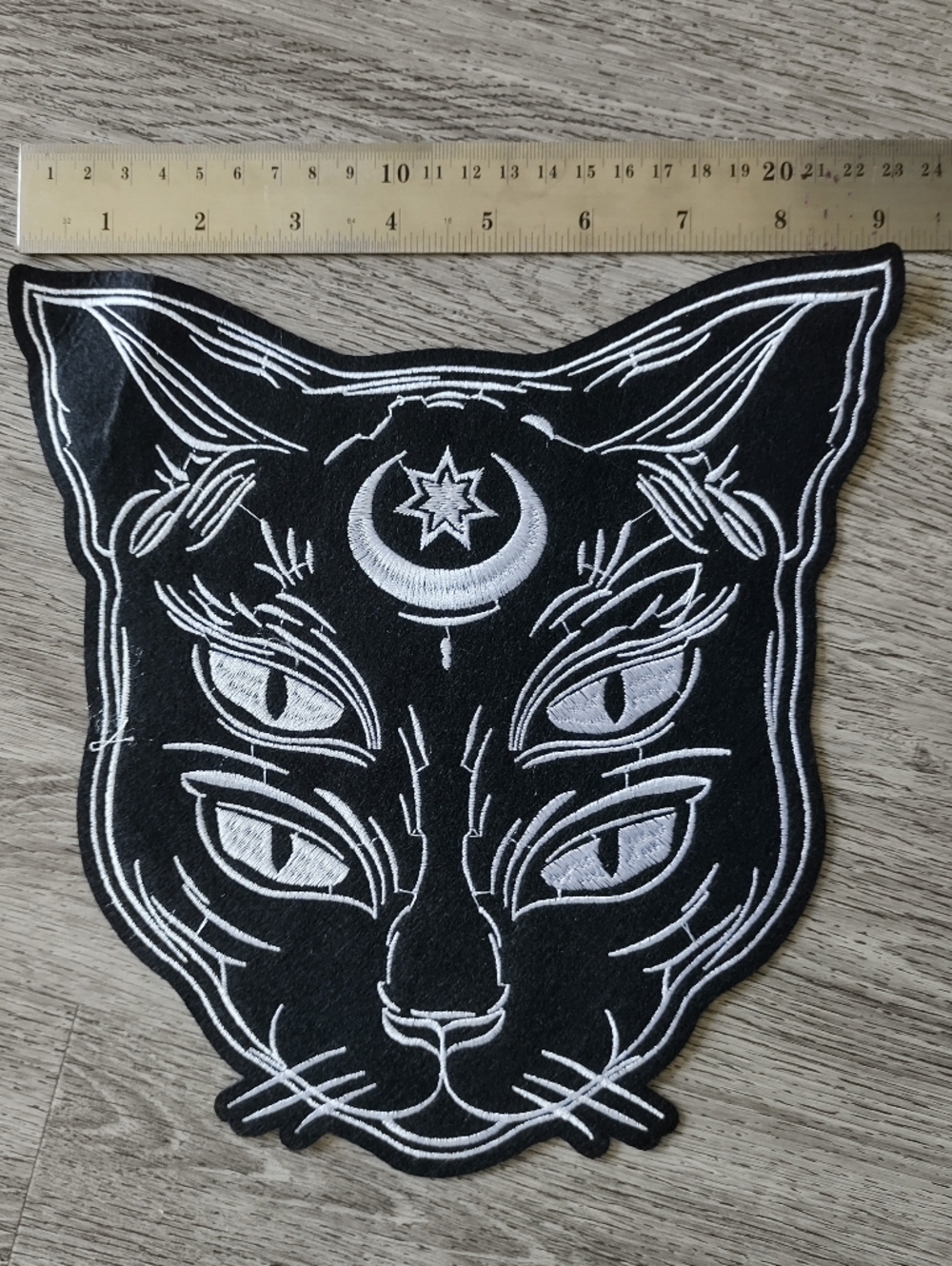 NEW Goth Black Triple-Eye Cat Embroidered Patch - Picture 7 of 7